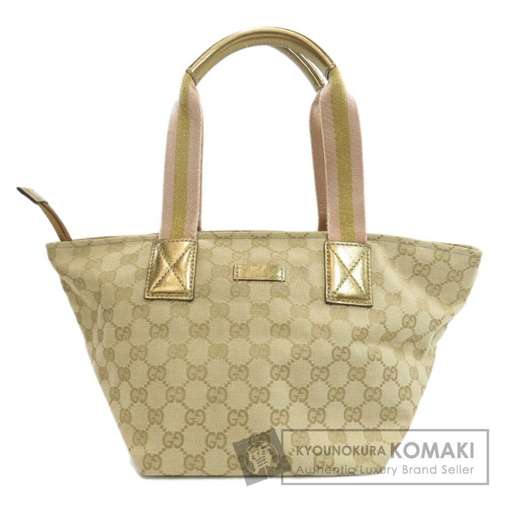 Gucci GG Canvas Sherry Line Tote Shoudler Bag Gold